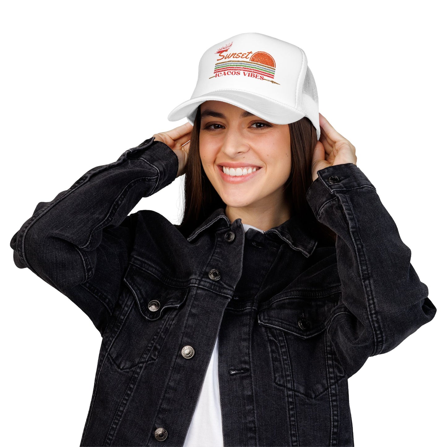 Embroidered Sunset Icacos Vibe Trucker Hat